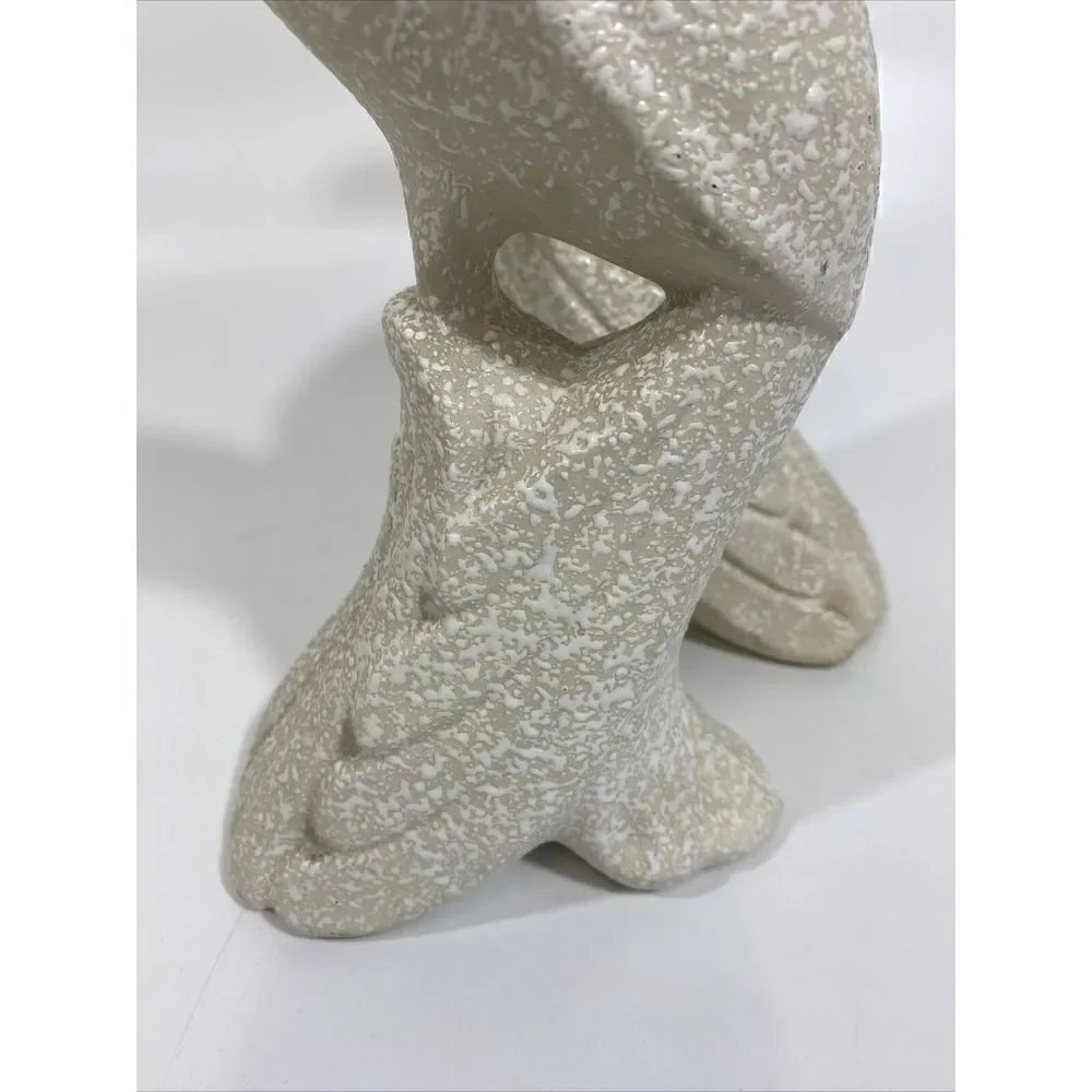 Vintage MCM Midcentury Textured Ceramic Bird Figurine‎ Set White Pheasant  11”